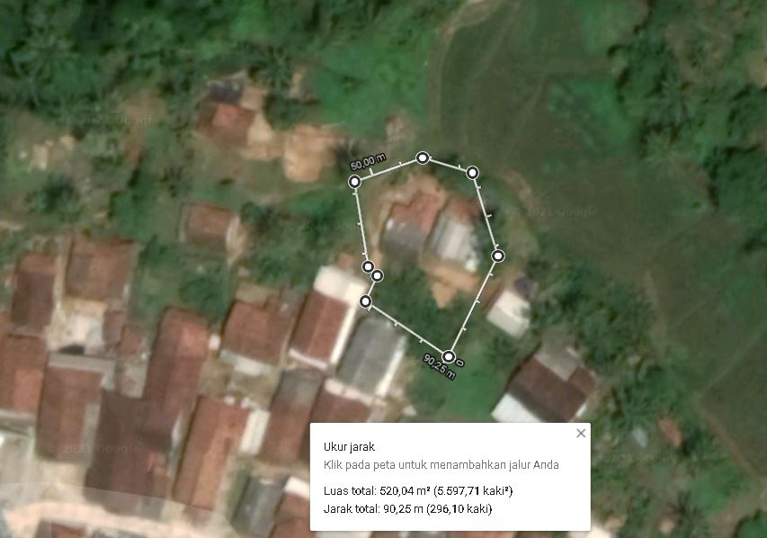 cara menghitung luas tanah tak beraturan di google map